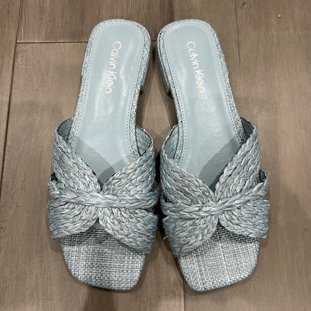 Calvin Klein Women's Silver Woven Sandals